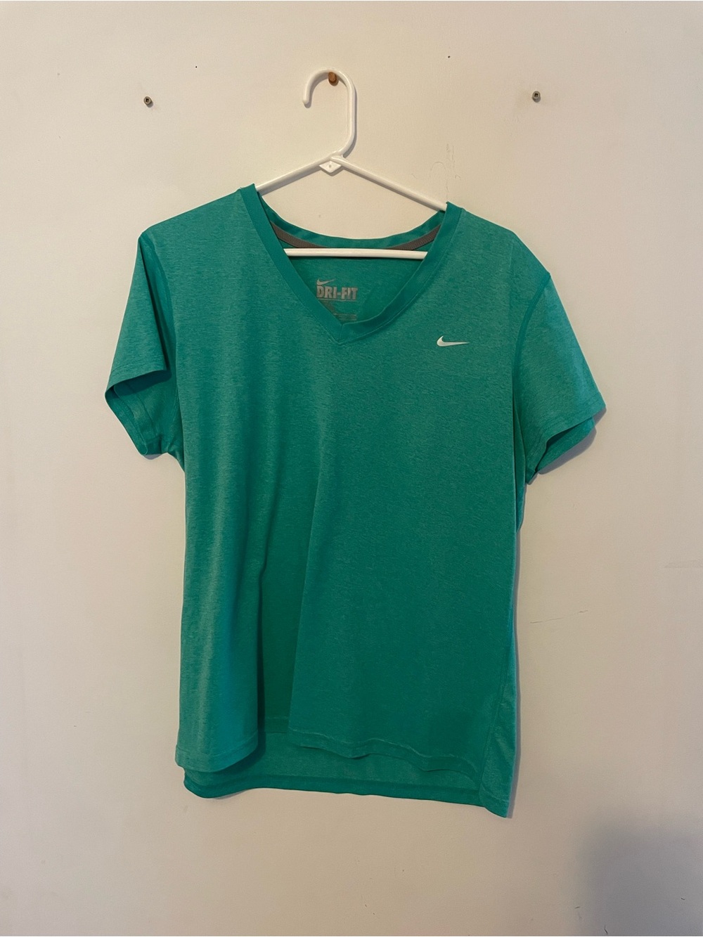 Nike Women's Teal V-Neck Dri-FIT Short Sleeve Tee